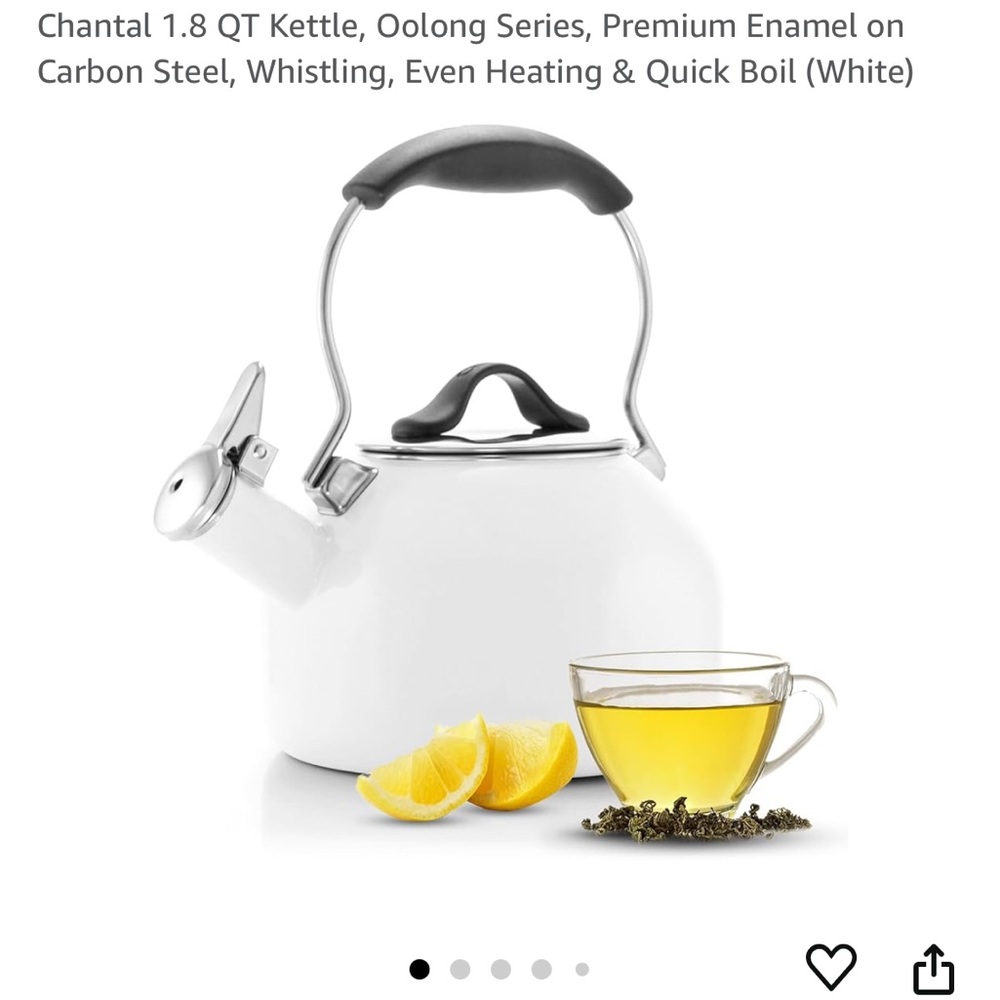 Chantal white enamel on steel 1.8QT whistling tea kettle🫖